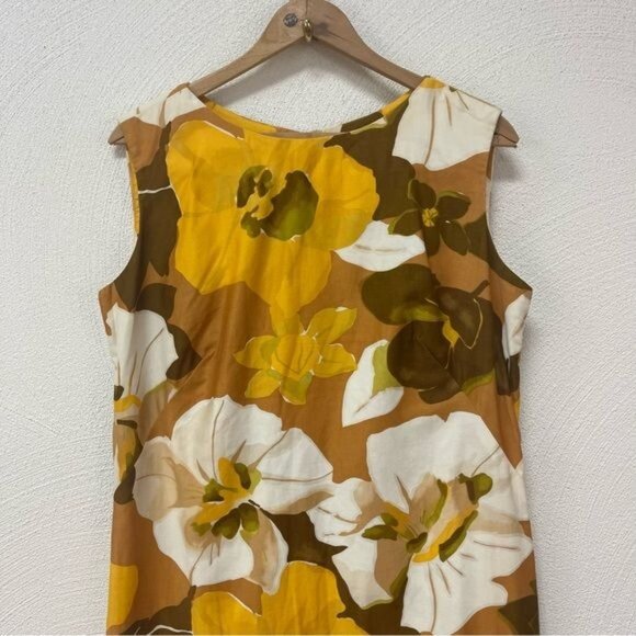 Vintage 1960's Hawaiian Casuals by Stan Hicks Yellow Floral Maxi Dress Sz Med - Picture 2 of 8